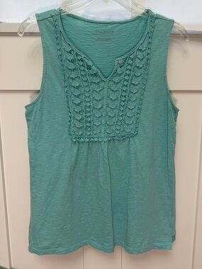 Talbots Aqua Crochet Yoke Sleeveless Tank